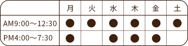 診療時間表イメージ